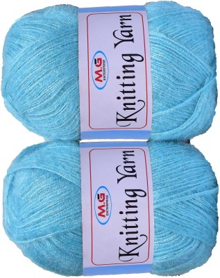 M.G Enterprise Knitting Wool Yarn, Soft Fancy Feather Wool Sky Blue 300 gm- Art-HGB