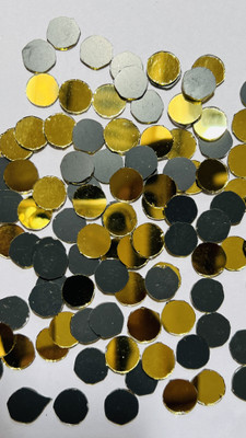 MIRROR GLASS WORLDWIDE ROUND SHAPE GOLDEN MIRROR for LIPPAN Art and Mirror Art 12MM 100GM 350PIECE