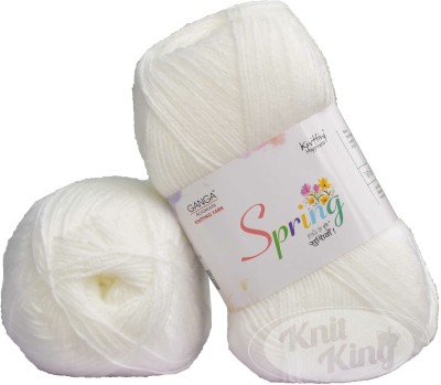 KNIT KING GAN GA pring White 200 gm Wool Ball Hand knitting wool -K Art-AEGI