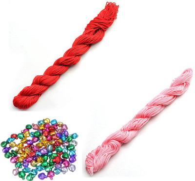 Crafts Haveli Nylon Cord 30 Mtr Knot Macrame Braided String M_1mm Nylon_Red Baby Pink