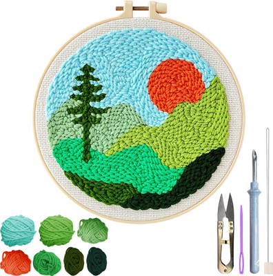 Verilux DIY Punch Needle Art Kit for Beginners Starry Night Design with Hoop and Needles