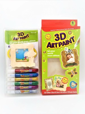 Gold Leaf 3D Fabric Glue Paint Art Kit Kids Children Make Your Own Fun Painted Photo Prame
