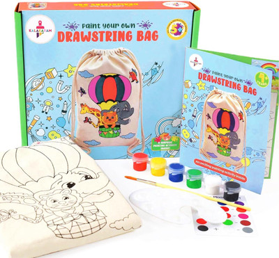 Kalakaram Drawstring Painting Kit, Animal Theme Printed Design DIY Painting Kit for Kids