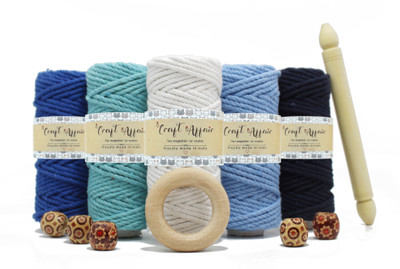Craft Affair Navy Blue, Royal Blue, White, Water, Denim Thread(10 m Pack of5)