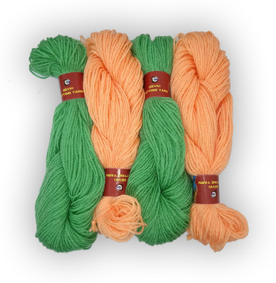 DEVKI KNITTING YARN PACK OF 200GM. YARN SURF GREEN & PAPAYA WIPE PINK , DM42.67.200