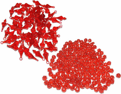 CHL ROAR RED COLOR PLASTIC BELLS AND MATKI BEADS SET OF 150