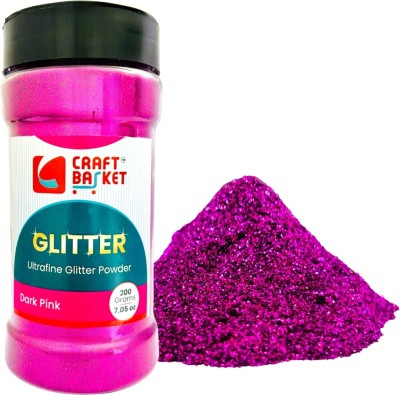 CRAFT BASKET Ultra Fine Glitter for Art & Craft (Colour: Dark Pink)(200 Gm)