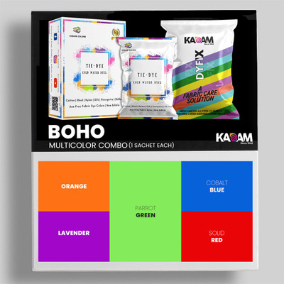 KADAM Tie Dye Sachets Multicolour Combo 2: Boho | Tie Dye up to 10 t-Shirts