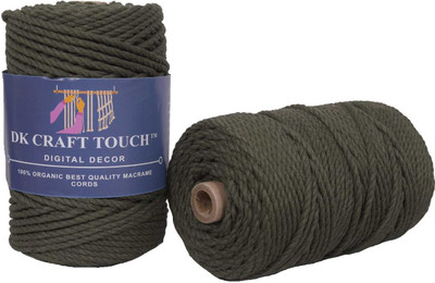 Dk Craft Touch Olive Green 2 mm (100m) Twisted Macrame Cotton Thread/Cord Roll For Craft Work