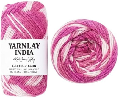 YARNLAY INDIA Lollipop Acrylic Yarn – 100g / 320m – Soft Knitting Yarn for Scarves & Caps