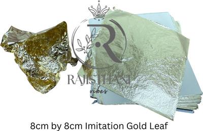 RajisthaniVibes Gold Leaf Sheets 8cm by 8cm for Art and Craft,Calligraphy,Resin Art 100 Pieces
