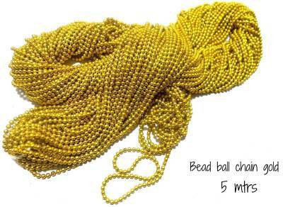 Sharum Crafts Golden Ball Chain for Jewellery Making (Pack of 5 mtrs)
