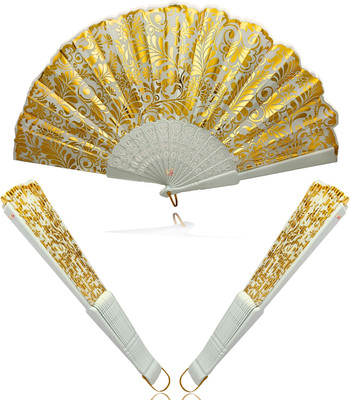 Tiptop Decoration Royal Floral Japanese Handheld Folding Hand Fan (Artistic) (Pack of 1 Fan)