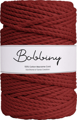 Bobbiny 3Ply Twisted Macrame Cotton Cord 3mm 100 Meter Thread Rust Dori Macrame
