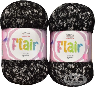 M.G Enterprise GAN GA Flair Black 400 gms Wool Ball Hand knitting wool -J Art-AEGJ