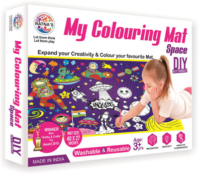 RATNA'S My colouring mat Space.A jumbo colouring mat for kids for hours of fun & colouring.Washable & Reusable.Mat size:40*27 inches