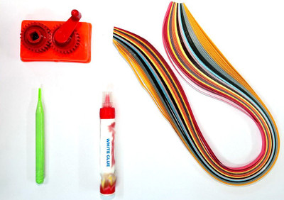 KHUSHA CREATIONS Quilling Kit / Multicolor Quiling Strips With Quiling Needle & Crimper / DIY Kit