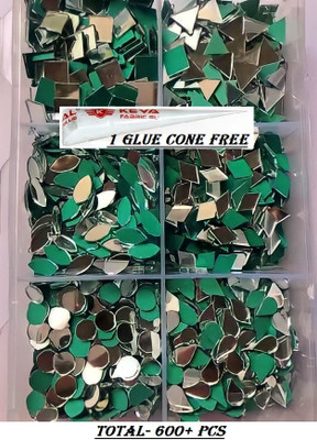 Ranuja 6 Shape Mirror kit for Craft Work(Total-600 Pcs 100 Pcs of Each Shape) Free Cone