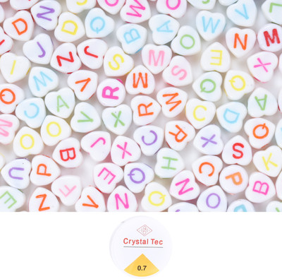 ambitieux 320+ Heart Shape white multicolor Plastic Alphabet Beads with elastic roll