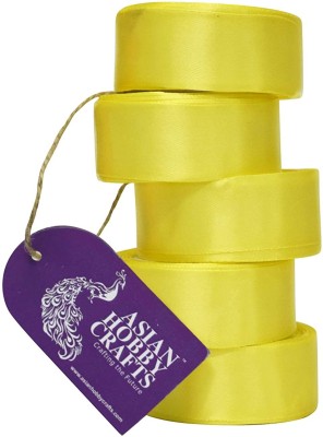 ASIAN HOBBY CRAFTS Satin Satin Ribbon for Flower Making Party Set of 5pcs - Yellow