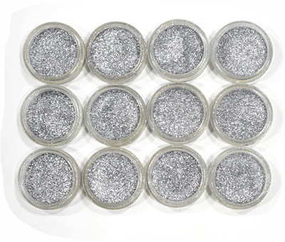 ASIAN HOBBY CRAFTS Glitter Sparkle Powder: Pack of 12pcs : 7g Each.(Silver)