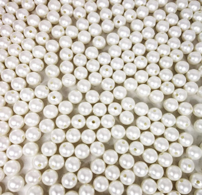 ASenterprises (Pack of 200 Gm) 10mm White Moti Ball Pearl Bead DIY Craft Decoration Material