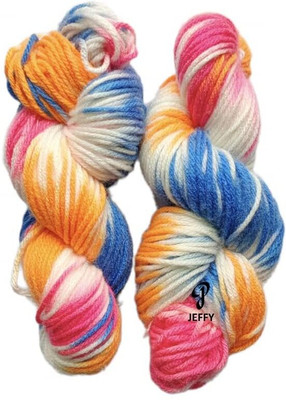 JEFFY Jolly Print Thick Chunky Wool Hand Knitting Yarn (Multi Shade no-9, 200 Gram)