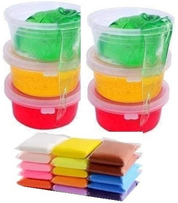 Freedy 6 Crystal Slime and 12 Air Dry Clay Non-Toxic Combo