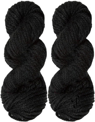 JEFFY Motu Thick Chunky Wool Hand Knitting Best Used (Black Shade no-24, 200 Gram)