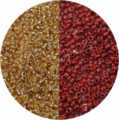 Store_of_arts (pp creations) Combo of 2mm (11/0) Brown and golden seed Glass Beads, Pack of 2 (50gm each)