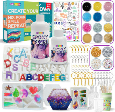Craftables 120Pcs DIY Resin Art Kit for Coasters, Keychains & Jewelry Making