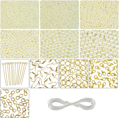 REGLET 1800 Off White Beads [6 Sizes] + Jewellery Making Kit | 220 Grams | Art & Craft