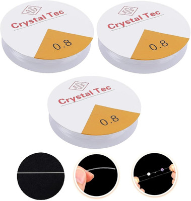 Crafts Haveli Elastic String Cord Thread Stretchy 25 Meter Size 0.8MM Pack of 3