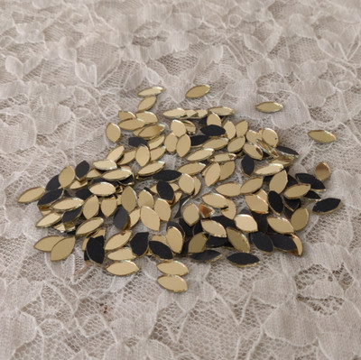 ilika9 Regular Shape Golden Mirror for Lippan Art - Eye - 12*6mm - 100 gms. (740 pcs)
