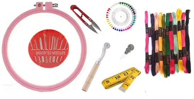 manrish Embroidery Kit/Embroidery Frame Hoop With Threads,Cutter,Needles & ToolsCombo