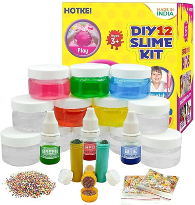 HOTKEI (12 Slime Kit) DIY Glitter Slime Gel Set Clay Putty Toy Kit for Girls Boys Kids