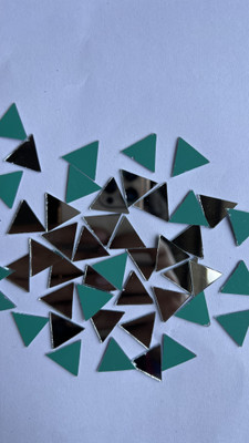 MAHANT TRIANGLE SHAPE SILVER MIRROR for mandala art & craft work 16MM 50GM 140PIECE