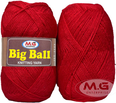 KNIT KING BIG BALL Red 400 gm Ball Hand knitting wool -G Art-AJH