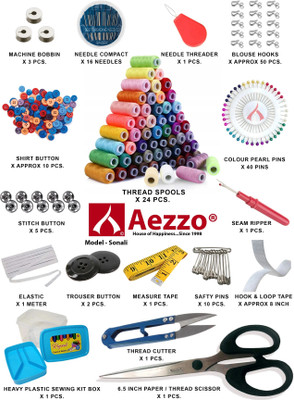 Aezzo Double Layer Multipurpose Tailoring Travel Sewing Kit Box with all Accessories.