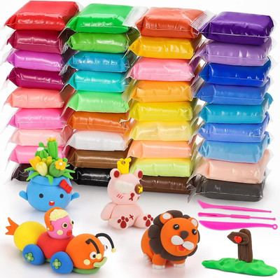 Shopex Colourful Magic Air Dry Non-Toxic Modeling Bouncing Clay with Tools 24 Pcs