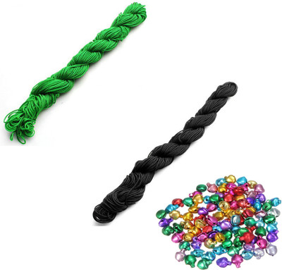 Crafts Haveli Nylon Cord 30 Mtr Knot Macrame Braided String M_1mm Nylon_Green Black