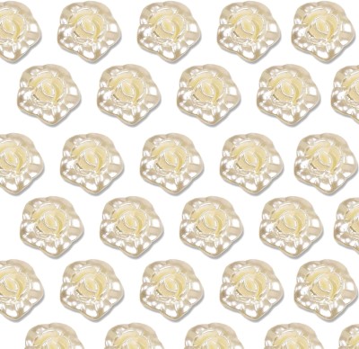 Airtick (Pack of 300 Gram) White Color Abs Flower Pearlized Bead work Craft Material