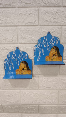 Sell plus Traditional Blue Wooden Jharokha Rack For Wall And Decoration Shelf