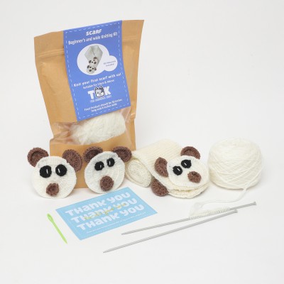 The Original Knit Beginner's Knitting Kit- Scarf - Off White