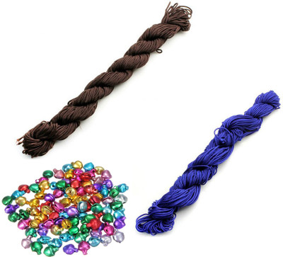 Crafts Haveli Nylon Cord 30 Mtr Knot Macrame Braided String M_1mm Nylon_Brown Blue