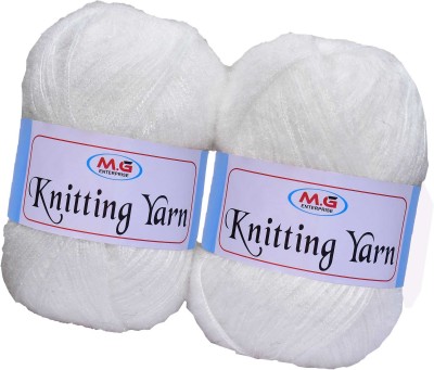 M.G Enterprise Knitting Wool Yarn, Soft Fancy Feather Wool White 300 gm- Art-HEJ