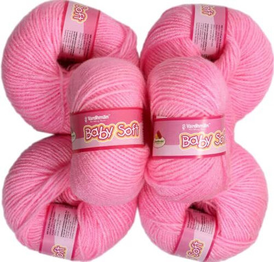 Vardhman Baby Soft Wool Pink Hand Knitting Fingering Crochet Hook Yarn 150gms
