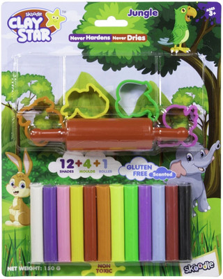 BKDT Marketing Creative Clay Set -Pack 12 Color Clay Bar, 1 Roller, 4 Mould