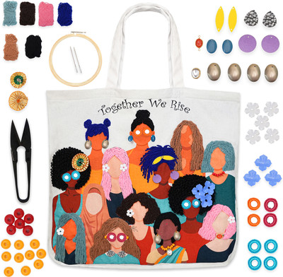 picknMAKE DIY Embroidery Tote Bag for Women Aesthetic & Stylish Office Bag(All Material)