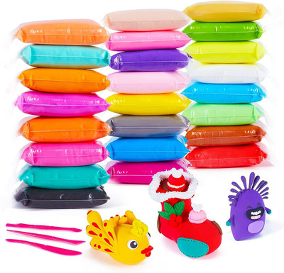 Shopex Colorful Non-Toxic Modeling Air Dry Bouncing Clay Set with Tools ( 2 Set 24 Pcs)